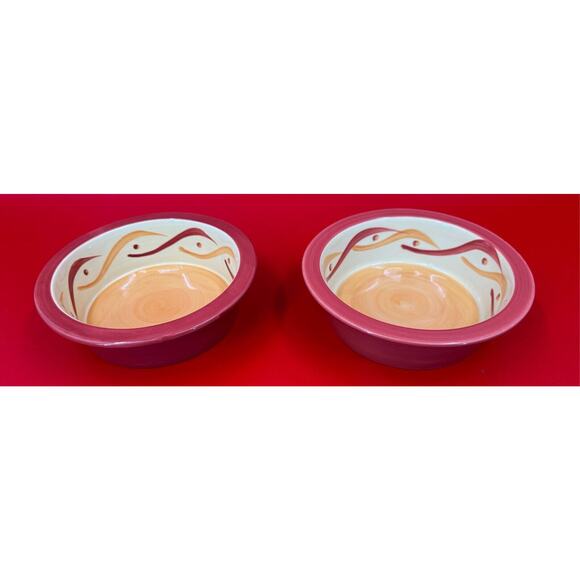 Gail Pittman Southern Living At Home Sienna Pet Bowls Set Of Two Retired HTF - Picture 3 of 11